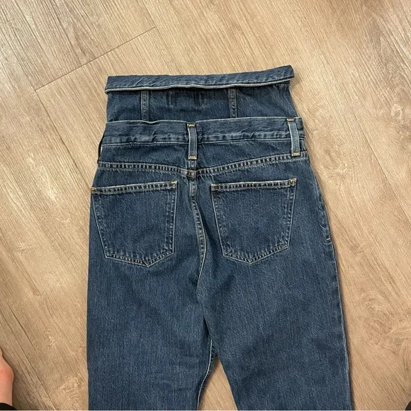 Agolde Vanna Corset Jeans High Waist Belted Foldover Cotton Denim in Blue - Picture 5 of 12